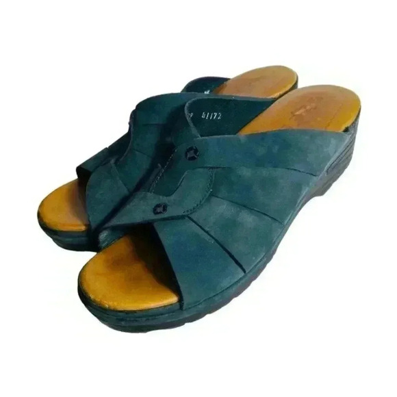 Zeeta Slip On Sandal Size 39 Cross Strap Blue Suede. - Picture 1 of 12
